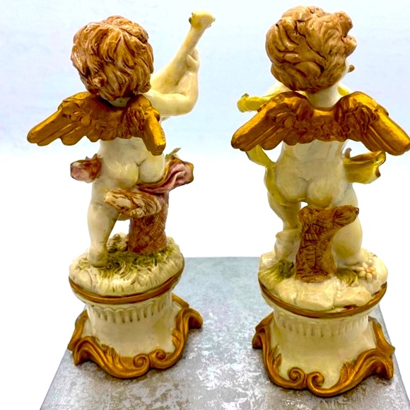 Vintage Hand Painted Fontanini Style Hollywood Regency Cherubs/Angels Figurines - Picture 3 of 9